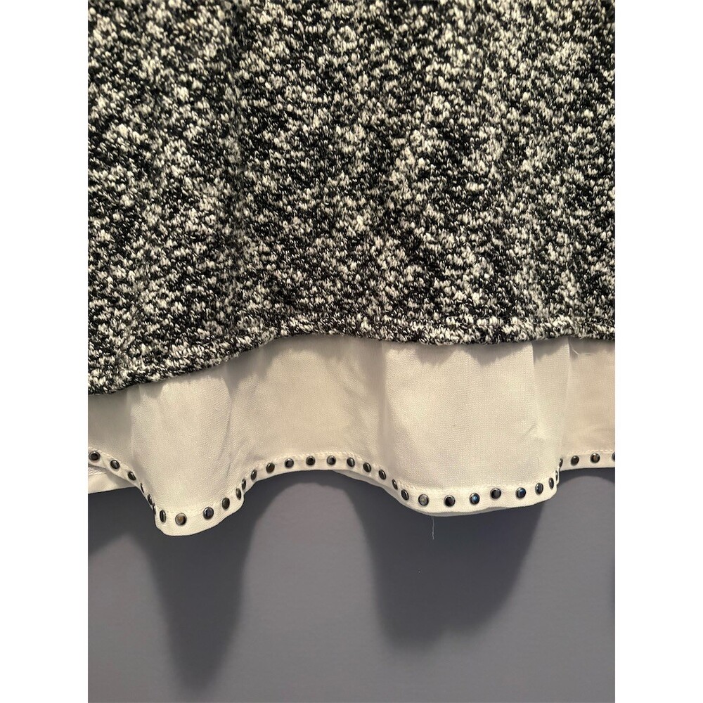 3/$15 Style & Co Sweater Womens Size L Black White Marled Knit Tunic Stud Trim - Picture 3 of 7